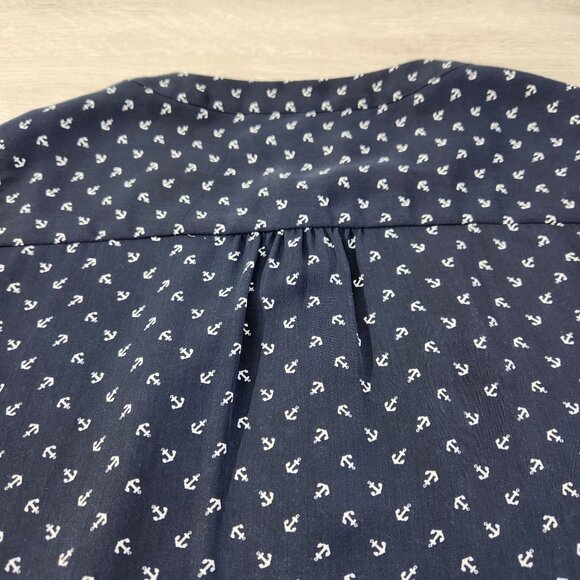 Banana Republic Navy Anchor Button Front Sleeveless Top Women's Petite Size 8 - Picture 10 of 16